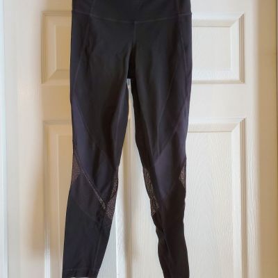 Athleta Women's Black Mesh Sheer Leggings X-small Xs 31 Inches Long
